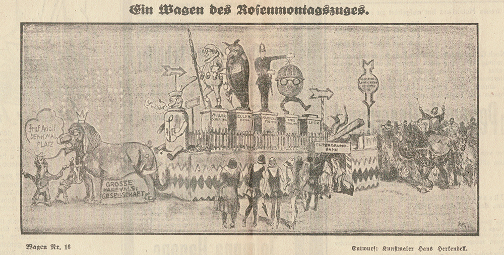 GROßE 1890 Rosenmontagswagen 1928 Karneval Düsseldorf